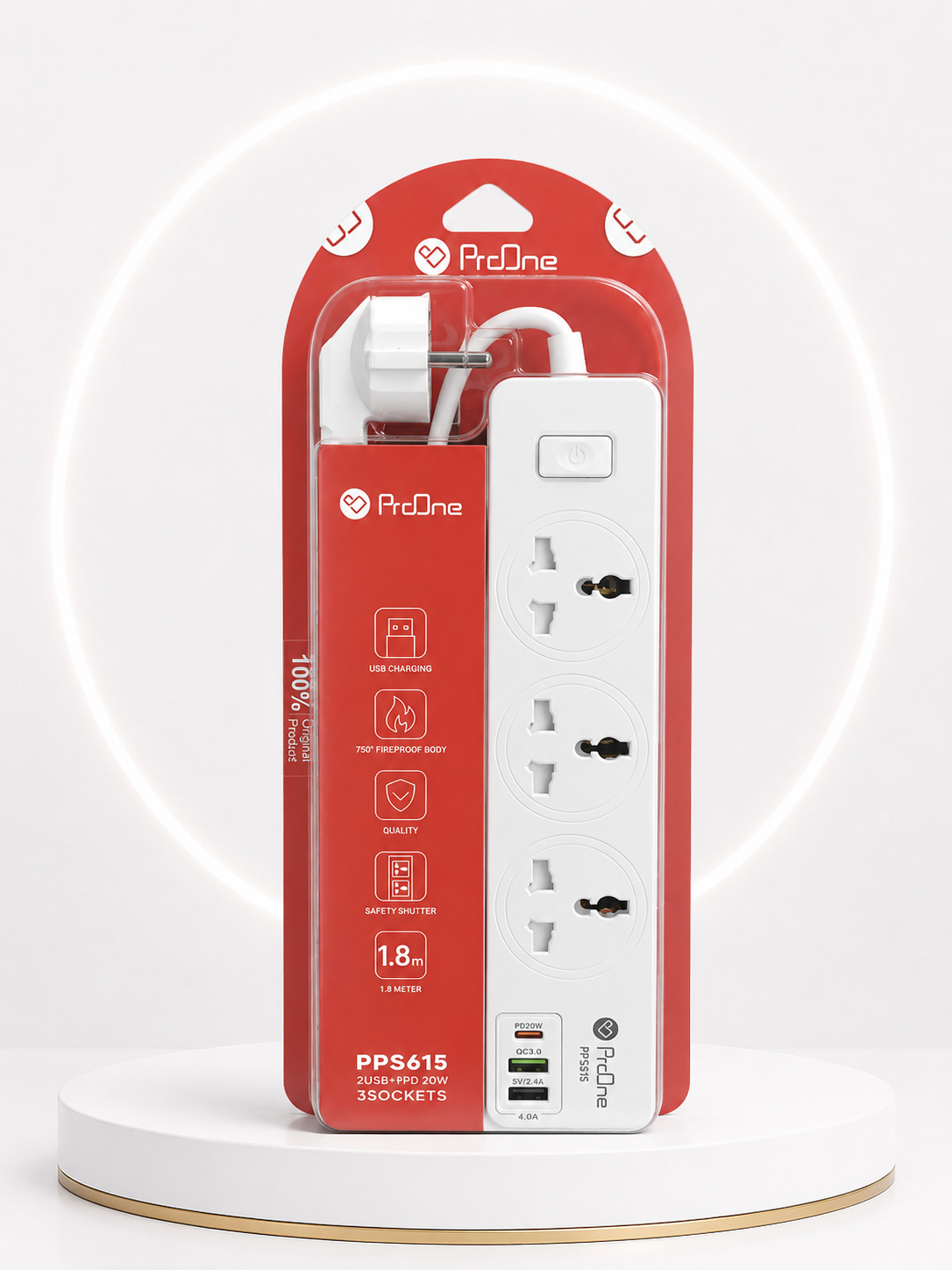 چندراهی برق پرووان PPS615 | ۳ سوکت + USB